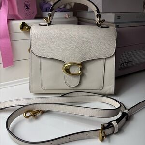 Coach White Leather Crossbody Bag with Gold Accents